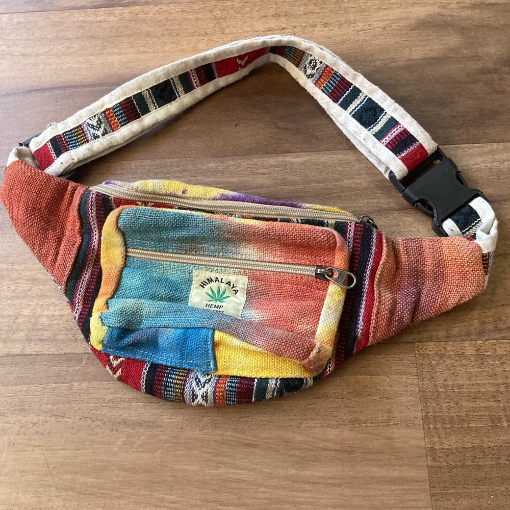 Tie Dye Himalayan Natural Hemp Adjustable Fanny Pack Hippie Boho